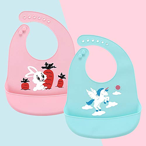 Unicorn Food Catcher Bib Blue & Pink