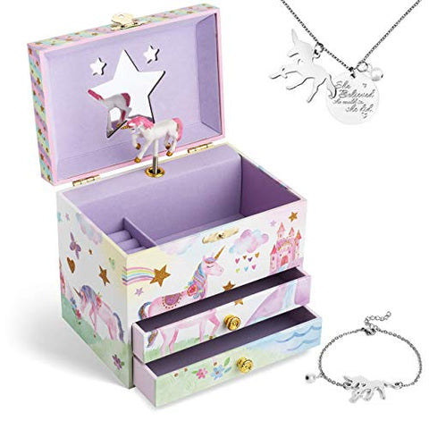 Unicorn Music Box & Girls Jewellery Set | Unicorn Gifts For Girls | Jewelkeeper 