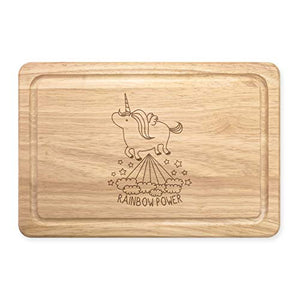 Unicorn Rainbow Power | Rectangular Wooden Chopping Board | 30x20cm
