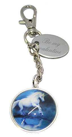 Personalised Galloping Unicorn Keyring/Handbag Charm | Gift Pouch | Be My Valentine