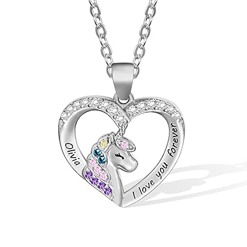 Personalised Unicorn Necklace | Unicorn Gift For Girls Women | Custom Name Engraved | Sterling Silver 