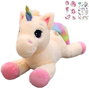 Unicorn With Multi-Coloured Rainbow Tail | Kids Soft Toy Plush | Cuddly Gift  