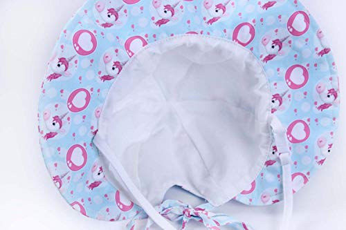 Baby Girls Unicorn Sun Hat - Adjustable Chin-Strap for Baby, Toddler 6-12 Months