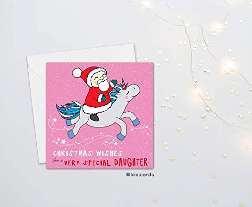 Daughter Unicorn Xmas Card 