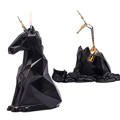 Geometric Unicorn Candle With Skeleton | PyroPet Black