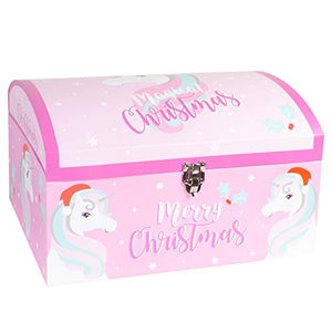 Large Christmas Eve Gift Chest Box | Unicorn Design | Pink 