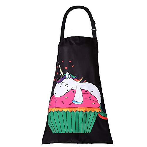 Cupcake Unicorn Cooking Apron | Black & Multi Coloured | Gift Idea