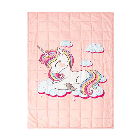 Kids Fleece Weighted Blanket | Unicorn Design | 3.2 kg | 105 x 150cm | Great For Calming & Sleep
