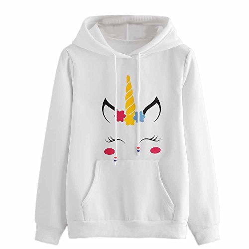 Unicorn Hoodie / Hooded Jumper For Women - White