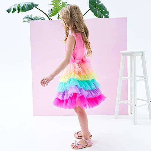 Girls Unicorn Ruffle Rainbow Cake Skirt | 5 Years | Pink Rainbow