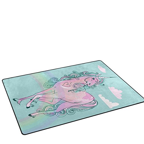 Pink Unicorn Rug for Kids Bedroom