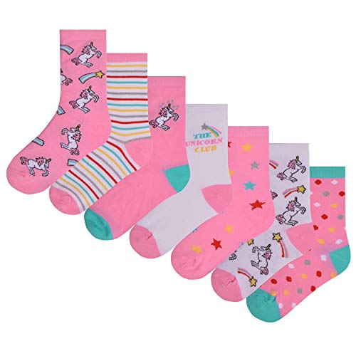 Girls Unicorn Novelty Design Socks | 4 Size UK 9-12/EU 27-31 