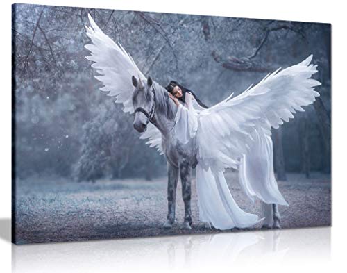 Unicorn & Princess Canvas Wall Art Picture Print (24x16)