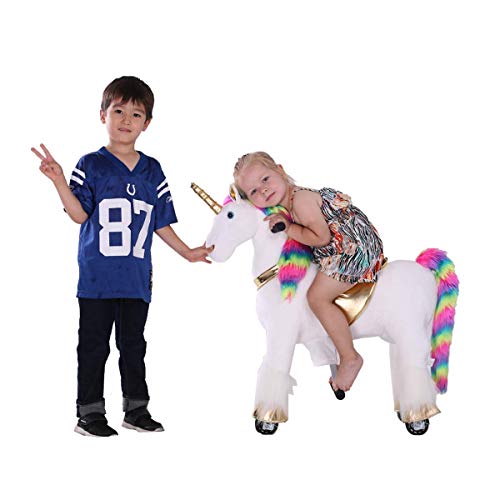 Rainbow Ride On Pony | Walking Unicorn Plush Toy For Children | 3 - 6 Years