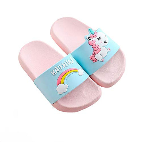 Unicorn sliders pink blue rainbow pool shoes