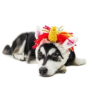 Unicorn Dog Costume - Neck Ear Warmer Headband Protector (Medium)