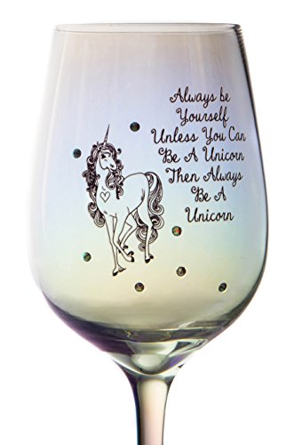 Unicorn wine glass with quote