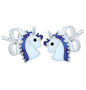Unicorn Earrings - Blue White
