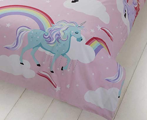 Rainbow Unicorn Single Duvet Cover Pink
