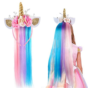 Girls Unicorn Headband with Wig | Unicorn Fancy Dress 