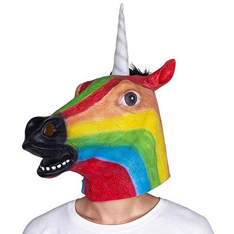 Rainbow Multi Coloured Unicorn Mask - Fancy Dress Halloween Party