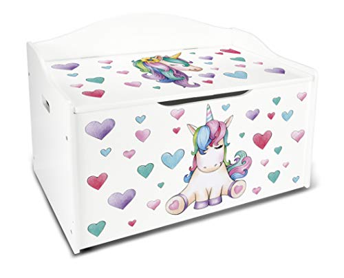 Unicorn White Wooden Large Toy Box – All Things Unicorn