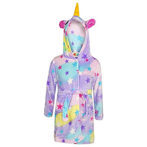 Unisex Kids Unicorn Dressing Gown With Stars | Multicoloured | Various Ages Available