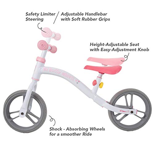 Yvolution My Buddy Wheels Dino Unicorn Horse Balance Bike with Plush Toy | Training Bicycle for Toddlers Age 2 Years + (Unicorn)