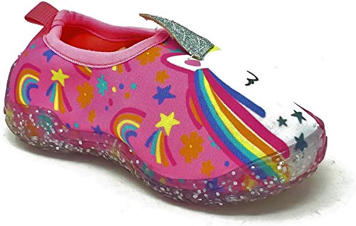 Girls Pink Unicorn Aquasocks Beach Sandals Clogs Shoes Mules Kids Size 5-10 (Numeric_8)