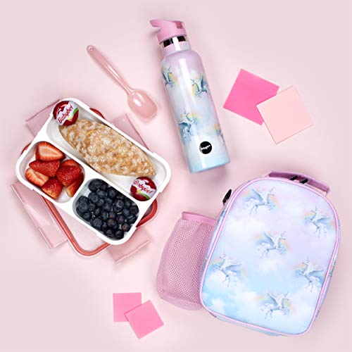 Fringoo - Unicorn Sky Water Bottle with Straw- Tall BPA Free Water Bottles - Insulated Water Bottle - Stainless Steel Water Bottle - Kids Water Bottles - Reusable Water Bottle - 600 ml