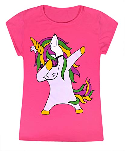 Jolly Rascals Girls Unicorn Top | Kids Dabbing Unicorn Short Sleeve T-Shirt | Various Ages 