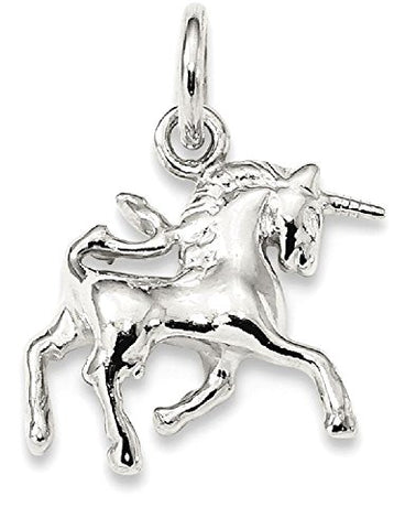 14k Silver Unicorn Head Pendant Charm Necklace For Women