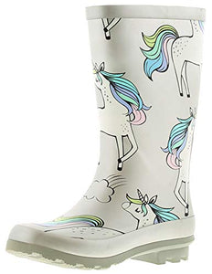 Miss Riot Mystical Unicorn Girls Rubber Material Wellies Silver