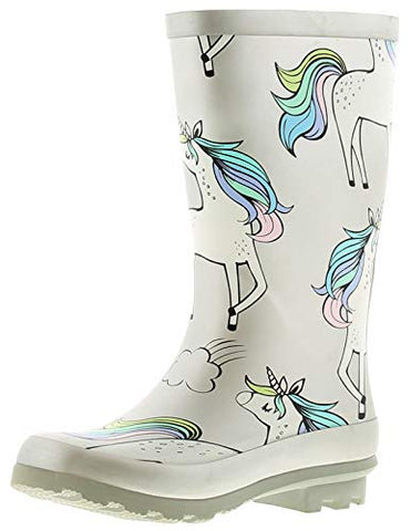 Miss Riot Mystical Unicorn Girls Rubber Material Wellies Silver 
