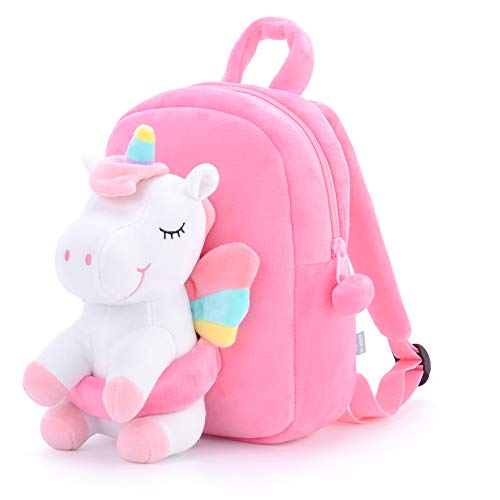 Unicorn Kids Mini Backpack- Pink Plush Fabric  