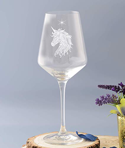 Engraved Unicorn Design On Wine Glass Gift Idea