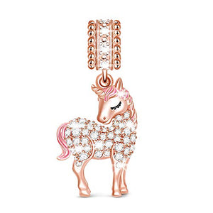 GNOCE | Stunning Unicorn Charms | 925 Sterling Silver 18K Rose Gold Plated