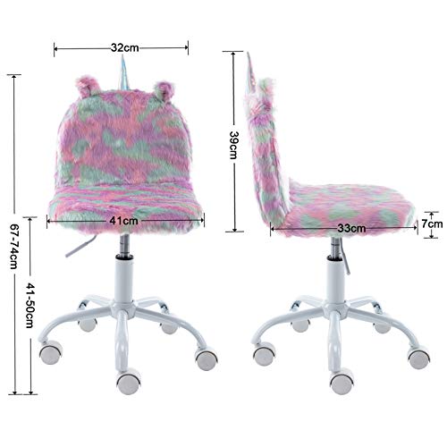 Pastel Coloured Faux Fur Computer Chair | Unicorn 
