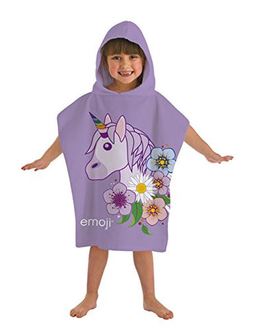 Emoji ' Unicorn' Hooded Kids Poncho | Cotton | Multi-Colour | 50 x 0.1 x 115 cm