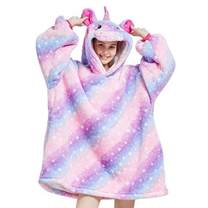 Oversized Hoodie Blanket | Wearable Sherpa Blanket | Unicorn | Pastel Coloured 