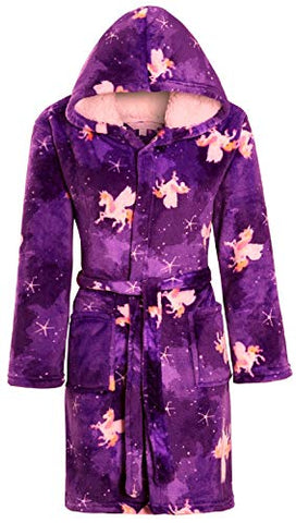 Purple Girls Soft & Cosy Hooded Unicorn Dressing Gown 