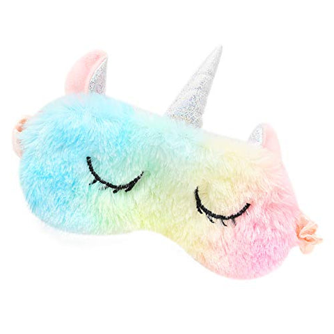 Cute Rainbow Unicorn Sleeping Mask With Horn