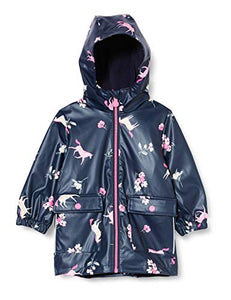 Joules Girl's Raindance Jacket | Unicorn & Floral Pattern | Navy