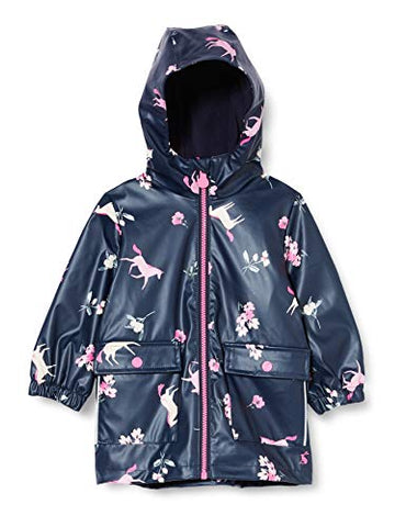 Joules Girl's Raindance Jacket | Unicorn & Floral Pattern | Navy