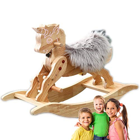 Children's Wooden Unicorn Rocking Horse | 1-6 Years Old | 58X80x38cm