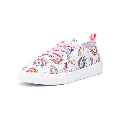 Multicolour girls unicorn trainers pink laces