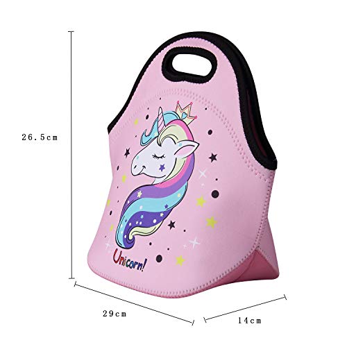 Cute Pink Unicorn Lunch Bag for Kids, Waterproof Insulated, Perfect For School