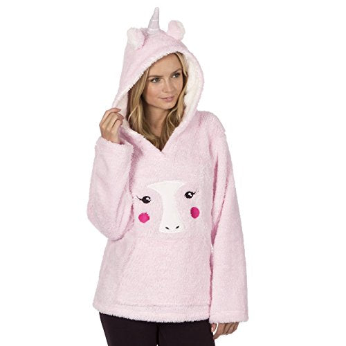 Snuggle Fleece Hooded Unicorn Pyjama Top | Women's | Pink XL