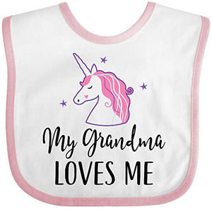 Grandma Loves Me Unicorn Girls Baby Dribble Bib 