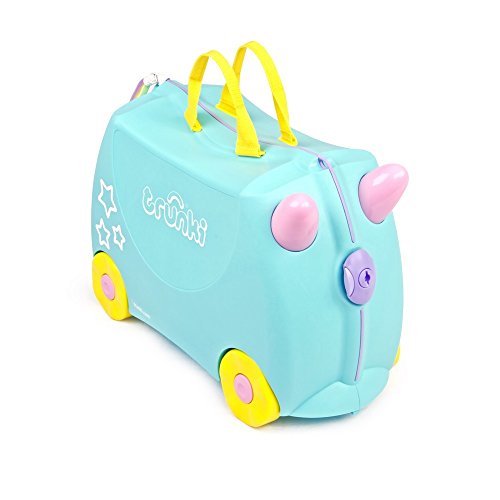 Unicorn trunki blue girls boys suitcase trunky ride on